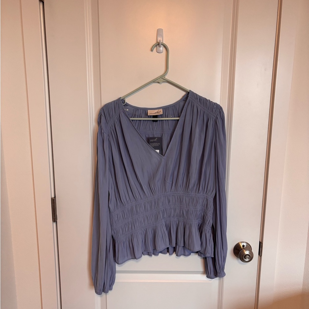 Universal Thread Periwinkle V-Neck Smocked Waist Blouse